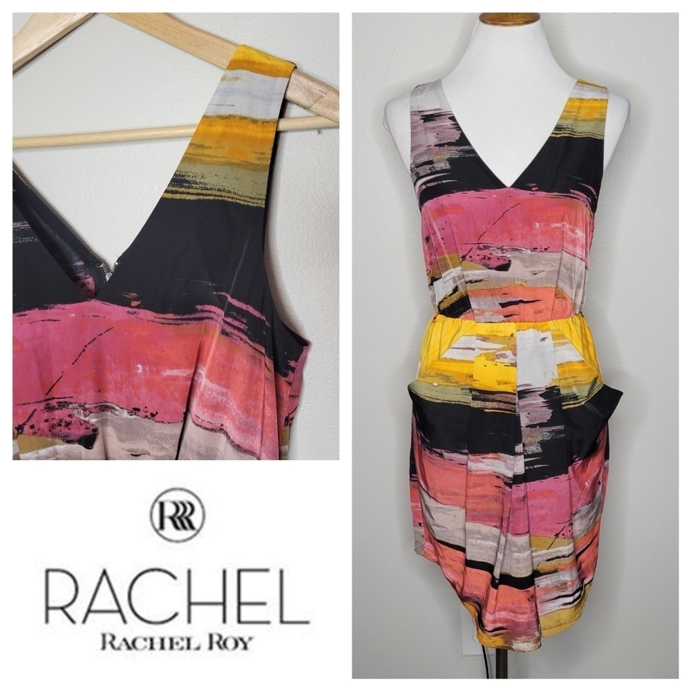 Rachel Roy Abstract‎ Watercolor Sleeveless Dress Size Small
